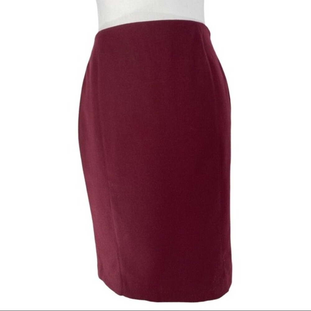 Talbots Womens‎ 2 Burgundy Wool Blend Pleated Back Pencil Skirt NWT